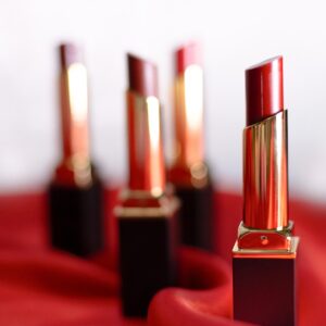 Maroon lipstick exudes bold